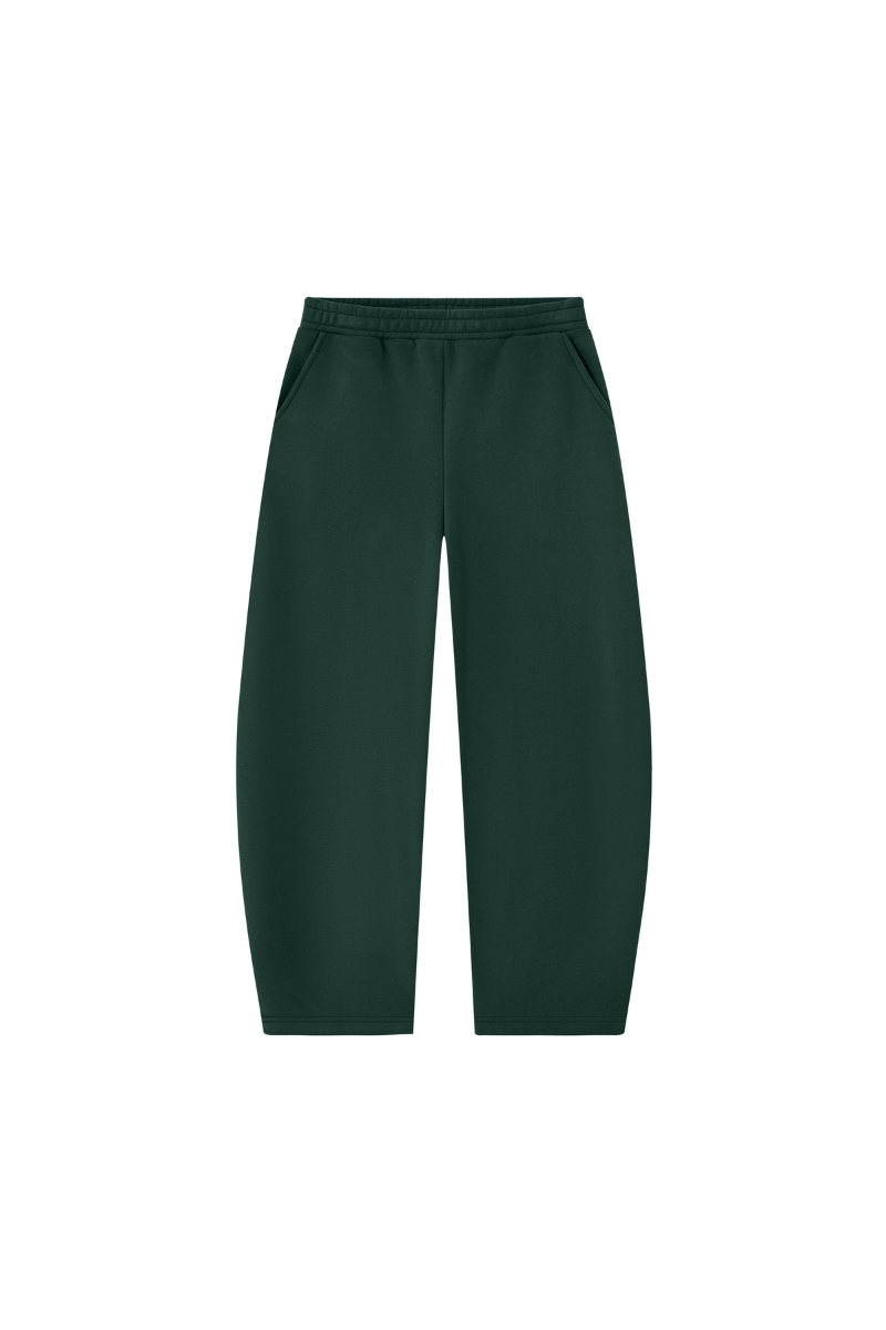 Unisex Fall Fleece Lined Elastic Waistband Curved Sweatpants
