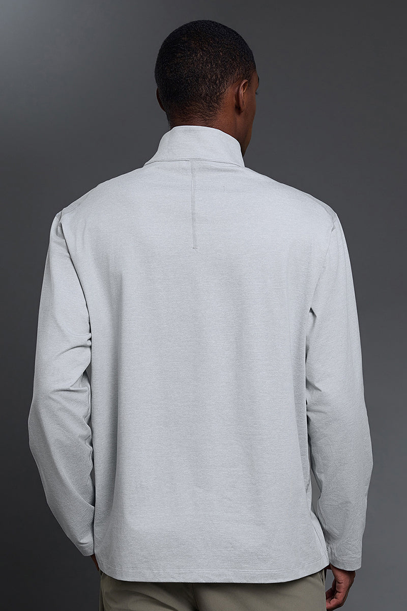 Men Half-Zip Stand Collar Breathable Loose Long Sleeve T-Shirt