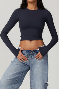 Women'S Sport Crop Top Long Sleeves