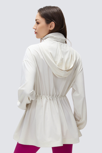 Women's Packable Drawstring Hooded Mid Length Jacket
