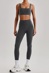 Women's Wide Strap U-neck Bra & High Waist Yoga Leggings Set