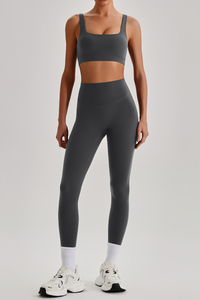 Women's Wide Strap U-neck Bra & High Waist Yoga Leggings Set