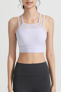 Women's Fake Two-Piece Antibacterial Naked Feel Sports Bra