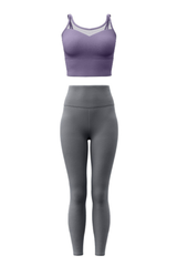 Women's Athletic Sets:Mesh Panel Bra And High Waist Leggings