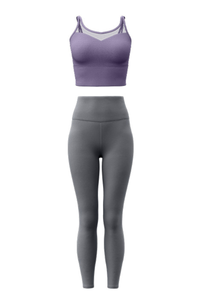 Women's Athletic Sets:Mesh Panel Bra And High Waist Leggings