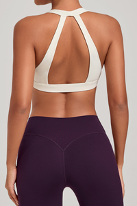 Women's Athletic Halterneck V-neck Cut Out Bra