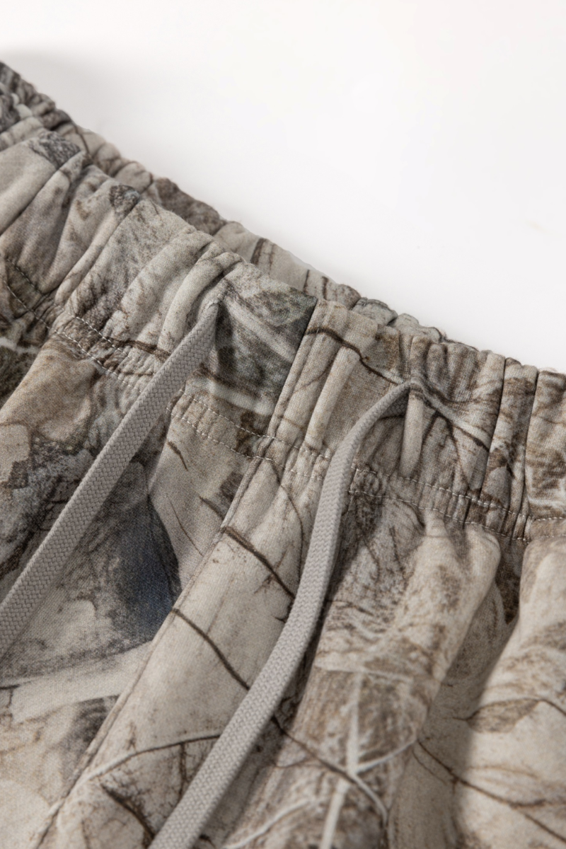 Men's Spring Tree Branch Camo Drawstring Casual Shorts