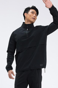 Men's Color Block Half Zip Mock Neck Outdoor Pullover Jacket