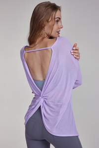 Women's Soft Breathable Backless Twist Loose Yoga Cover Up