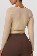 Women's Athletic Faux Two-Piece Waist Tie Top