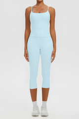 Women's Athletic Tank Top & High Waist Capri Leggings Set