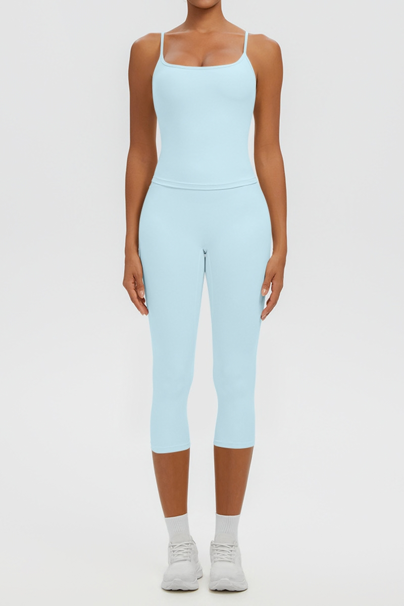 Women's Athletic Tank Top & High Waist Capri Leggings Set