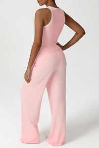 Sleeveless Trim Transport Top + Drawstring Sweatpants 2-Piece Set