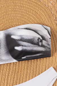 Women's Strapless  Bikini Printed Sexy Set