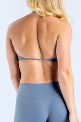 Women's Nude‑Feel Halter V‑Neck Backless Padded Sports Bra