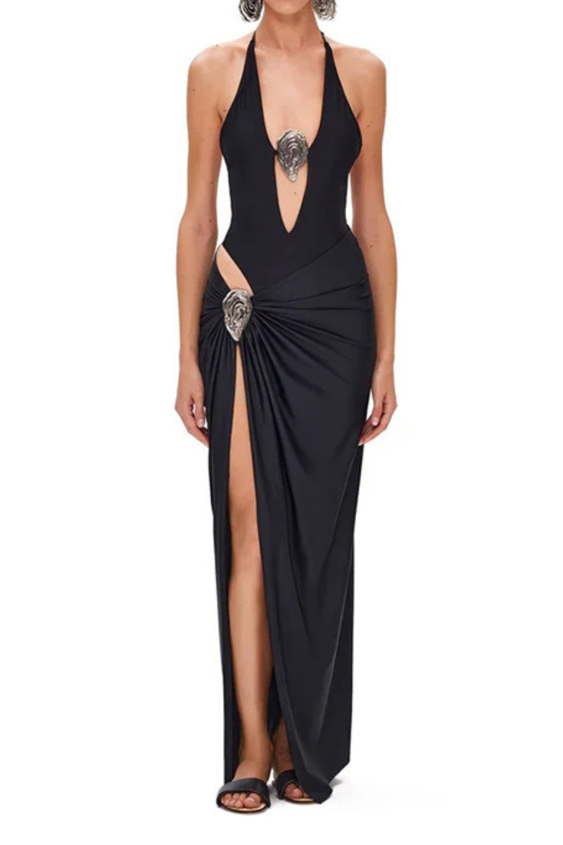 Women's Sexy Halter Cross Slim One Piece Swimsuit Set