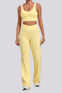 Women's Backless Bra And Cross Waist Flared Pants Sets