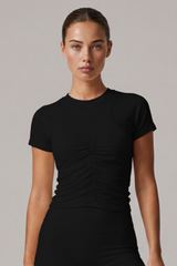 Women’s Summer Pleated Cropped Slim Fit Sport T-shirt