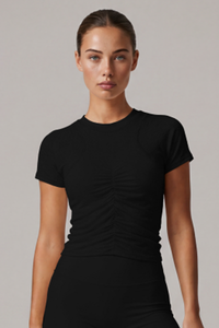 Women’s Summer Pleated Cropped Slim Fit Sport T-shirt