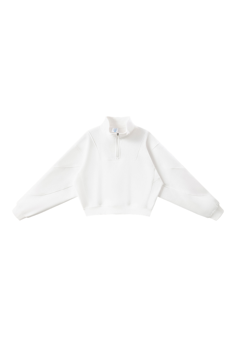 Women's Fall Boxy Cropped Stand Collar Quarter Zip Sweatshirt