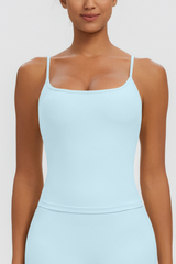 Women Square Neck Adjustable Thin Strap Workout Tank Top
