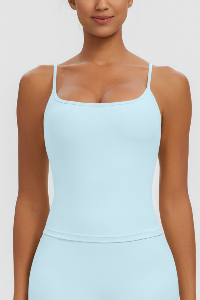 Women Square Neck Adjustable Thin Strap Workout Tank Top