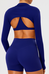 Women's Athletic Stand Collar Finger Cuffs Long Sleeves Top