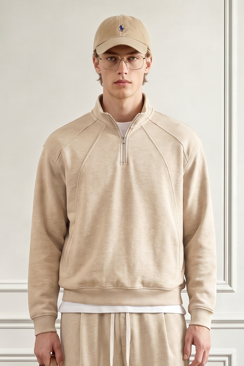 Men's  Fall 1/4 Zip Raglan Sleeve Mock Neck Sweatshirt