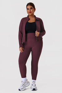 Plus Size Women's Yoga Two-Piece Set: Long Sleeve Jacket And Leggings
