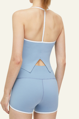 Women's Set: Y-shaped Back Tank Top & Color Block Shorts