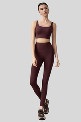 Women's Athletic Set:Color-Block Bra And Mesh-Panel Leggings