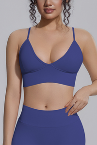 Women's Seamless Knit Solid Color Triangle Cup Sports Bra