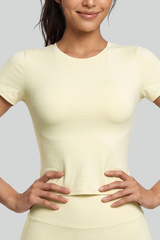 Women's Crew Neck Cropped Sports Short Sleeve T‑Shirt