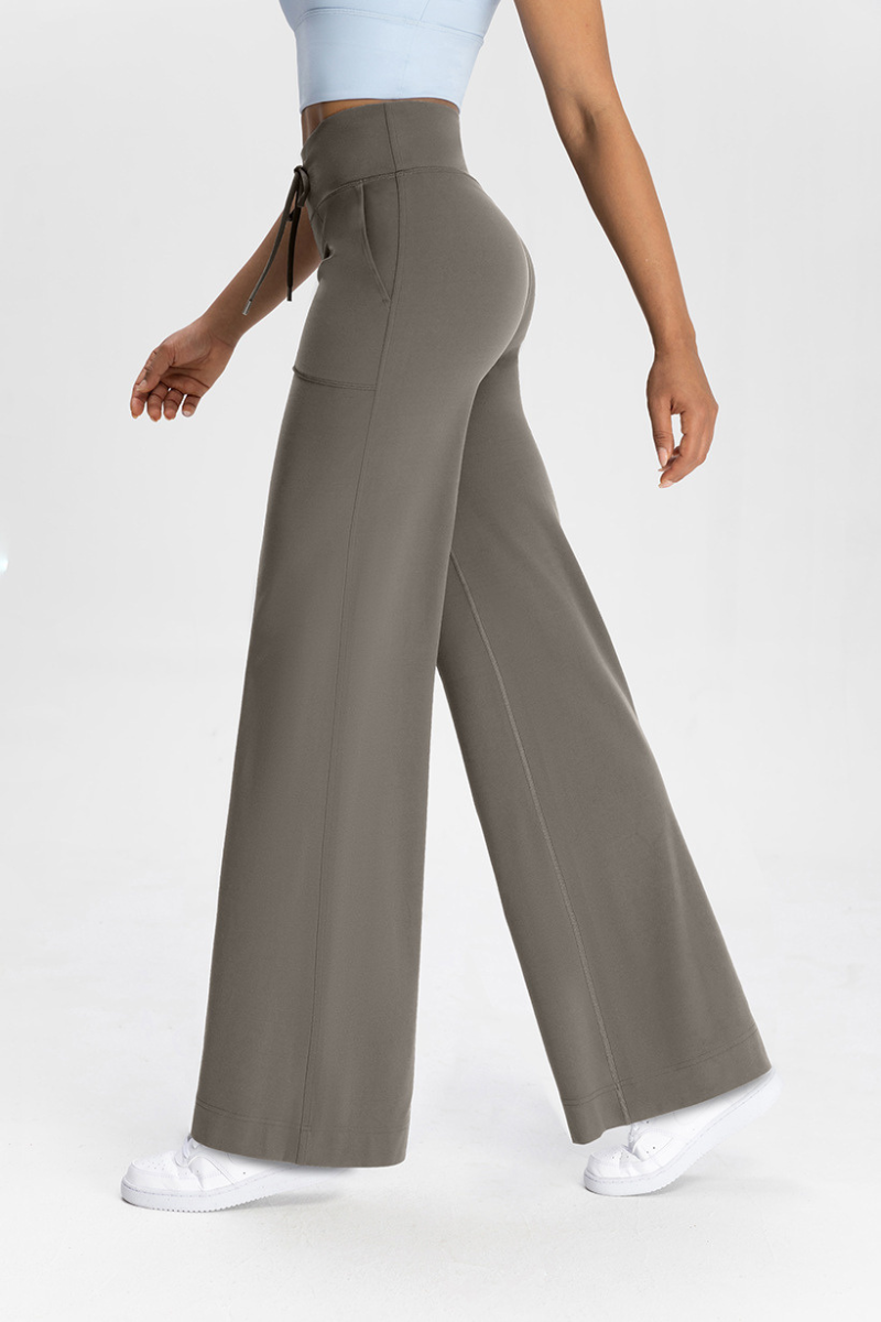 Slouchy drawstring athletic straight-leg pants