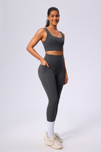 Women's Two-Piece Set: Sports Bra & Pocket Yoga Leggings