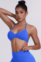 Women's Seamless Pleated Halterneck Sports Bra