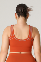 Plus Size Women's Color-Block Front Zipper Sports Bra