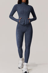 Women Gold Foil Fabric Sports Jackets + Yoga Sports Leggings