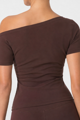 Women's Asymmetric Off‑Shoulder Short Sleeve Sports Top