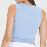 Women's Soft Yoga Top - Drawstring Ruched Slim Fit Tank
