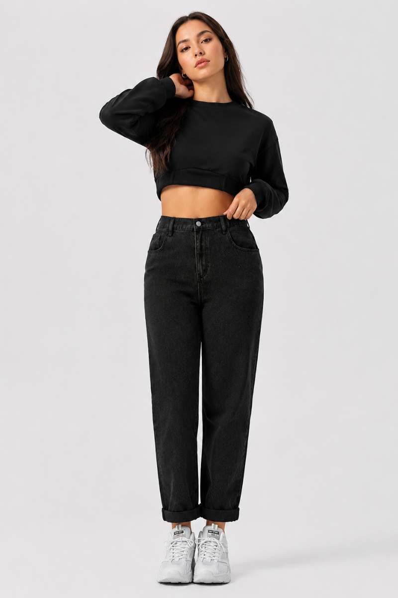 Women's Plus Size High Waist Stretch Straight Leg Jeans