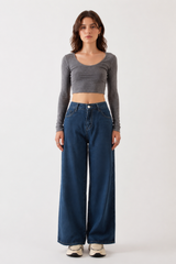 Women's High Waist Relaxed Straight Wide Leg Jeans