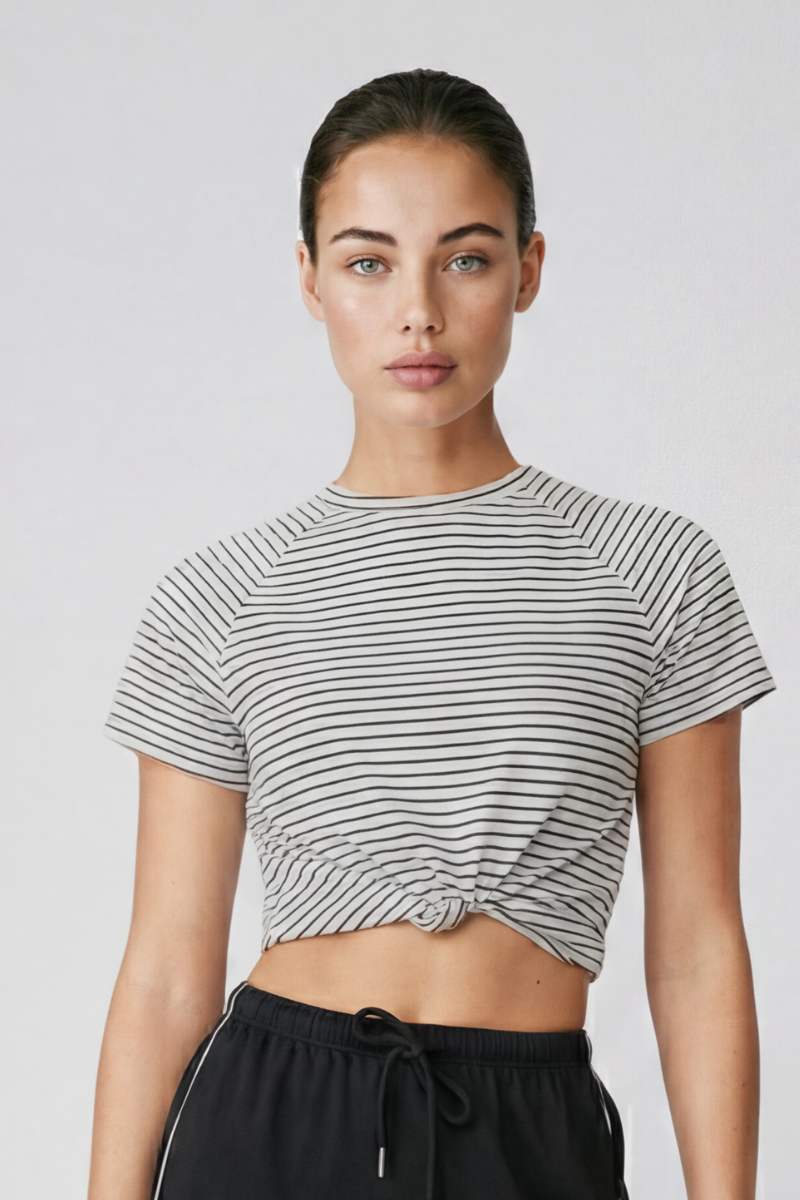 Women's Striped Color Block Raglan Athletic Yoga T-Shirt