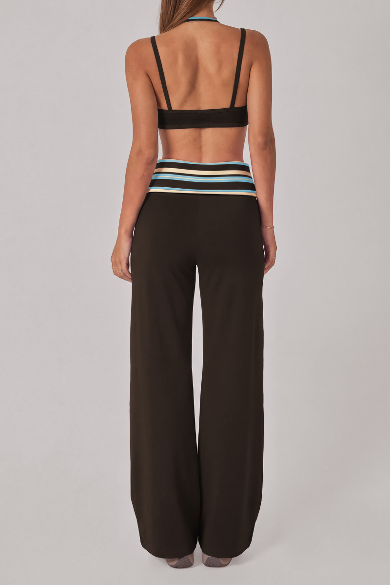 Women's Fall Vintage Fake Two Piece Bra & Yoga Pants Set