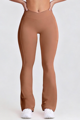 Women's Side Pockets V-Waisted Sports Flared Pants