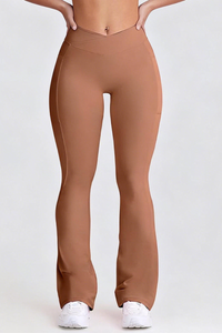 Women's Side Pockets V-Waisted Sports Flared Pants