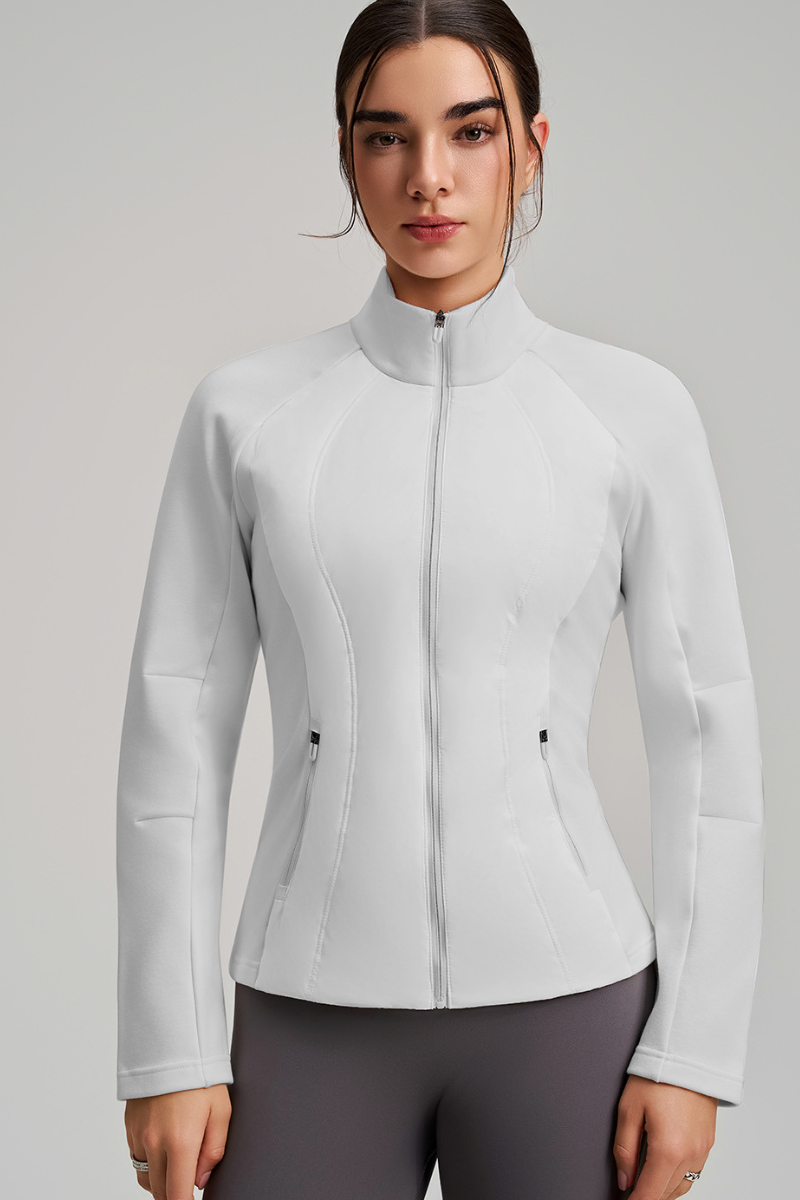 Short-length, lightweight down-filled down jacket