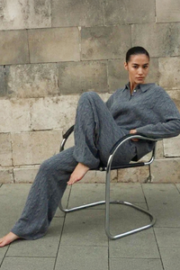 Twisted-stitch knitted sweater set