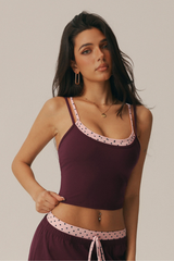 Women's Athletic Polka Dot Trim Layered-Look Cami