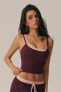 Women's Athletic Polka Dot Trim Layered-Look Cami